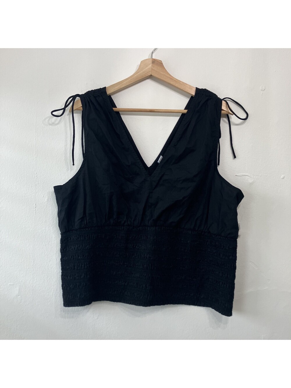 Whimsigoth Witchy V-Neck Tank Top Bows Smocked Vamp Dark Coquette XLarge